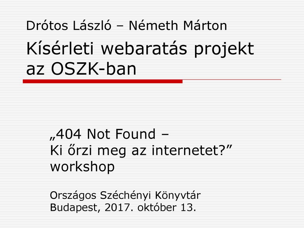 Dr Tos L Szl N Meth M Rton K S Rleti Webarat S Projekt Az Oszk Ban